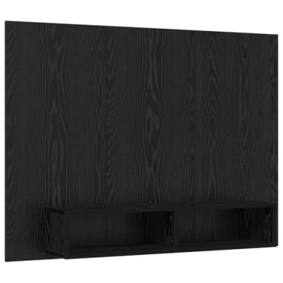Image of vidaXL Wall TV Cabinet with Shelf mounted Storage Black oak Engineered wood