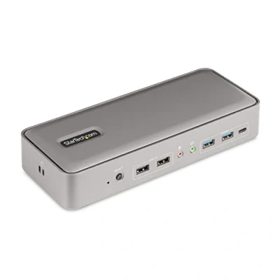 Image of StarTech.com Dual Laptop USB C KVM Docking Station, Monitor 4K 60Hz DisplayPort Dock, 5x Hub, GbE, 90W/45W Power Delivery to Two Laptops, Windows/macOS, 2 Host Dock (129UE USBC DOCK)
