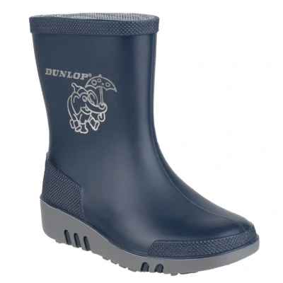 Image of DUNLOP Mini Rain Boot, Navy Blue/Grey, 8 UK Child