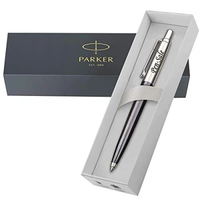 Image of Parker Engraving By Pen Sale Personalised Engraved Jotter Stainless Steel Ballpoint FREE (Jotter Black Ink)