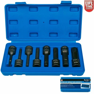 Image of Blue Spot Tools 8 Piece 1/2&quot; Impact Hex Sockets (H5 H19)