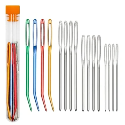 Image of 16pcs Large Eye Blunt Needles,Knitting Needles,Large Stitching Needles Sewing Stainless Steel Wool Needle Hand Knitting for Crochet Projects