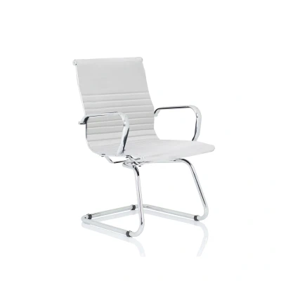 Image of Nola White Soft Bonded Leather Cantilever Chair