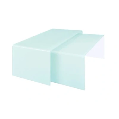 Image of Premier Housewares Nested Coffee Tables with White Bent Glass, 42 x 85 50 cm Set of 2