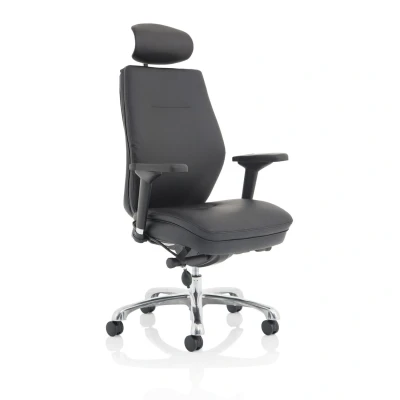 Image of Domino Black Bonded Leather With Arms &amp; Headrest