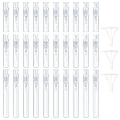 Image of 30 PCS Mini Spray Atomizer Empty Bottles 2ml+3ml+5ml Clear Refillable Sample Bottle with Funnels Portable Plastic Travel for Liquid Perfume