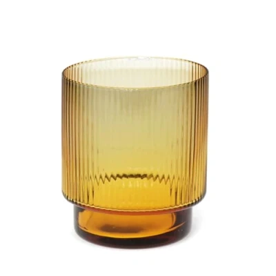 Image of Rex London Ribbed Glass Tumbler 325ml Amber