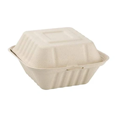 Image of Fiesta Compostable Bagasse Burger Boxes Natural Colour 152mm (Pack of 500)