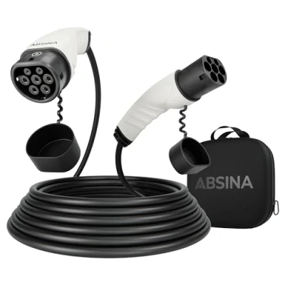 Image of ABSINA type 2 to ev charging cable 22kW &amp; 32A 5 meters car 3 Phase for Hybrid electric Cars cable, charger