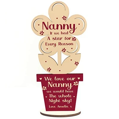 Image of RED OCEAN For Nanny Birthday Mothers Day Wooden Flower Personalised Gift Her