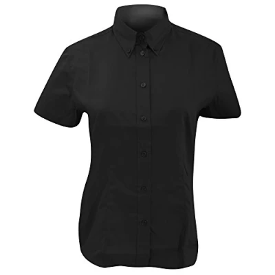 Image of Kustom Kit Ladies Corporate Oxford Short Sleeve Shirt (24) (Black)