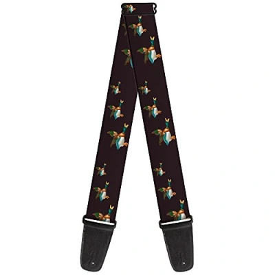 Image of Buckle Down Guitar Strap Flying Mallards Burgundy 2 Inches Wide
