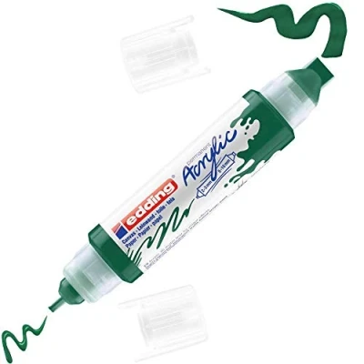 Image of edding 5400 acrylic 3D double liner green 1 colour tube 2 nozzles 3,5 10mm paint for canvas, painting boards and wood waterproof acrylics in artist quality colours
