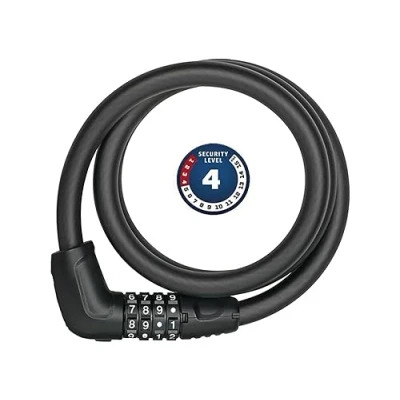 Image of ABUS cable lock Tresor 6412C Combination lock, individually adjustable Steel with plastic coating security level 4 85 cm, black