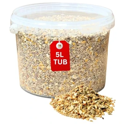 Image of Beewarm Premium Wild Bird Food No Mess Seeds For Garden Birds High Energy, Feed (5l Tub, Seeds)
