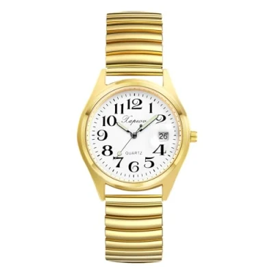 Image of JewelryWe Women&#039;s Easy Reader Analog Watch Gold/Silver Plated Elastic Band Wristwatch for Christmas