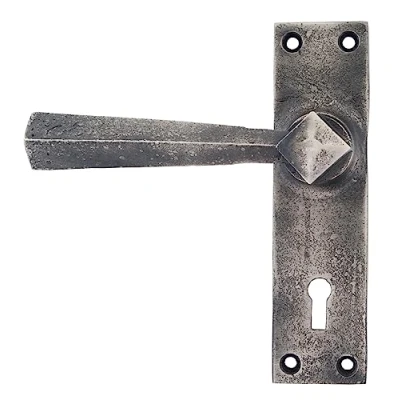 Image of From the Anvil Antique Pewter Straight Lever Lock Set