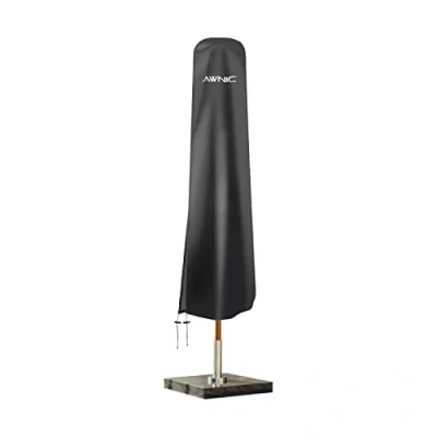 Image of AWNIC Heavy Duty Garden Parasol Covers, 420D Oxford Fabric Waterproof Umbrella Cover Outdoor with Zip, Fits up to 11ft Patio Black (190 x 30 50cm)