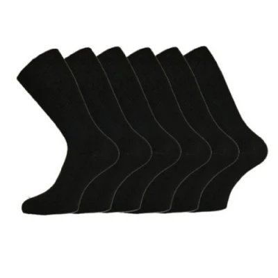 Image of 6 PAIRS Mens BLACK Big Foot Loose Top NON ELASTIC Socks Size 11 14