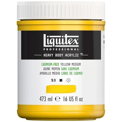 Image of Liquitex Acrylic Paint, Kadmiumfrei Gelb Mittel, 473 ml (Pack of 1)