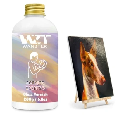 Image of WAN2TLK Acrylic Varnish, Professional Gloss Varnish for Painting, Seals and Protects Artworks, Non Toxic, Art Paint Sealer Handmade Artists, Painter &amp; Kids (200ml/Gloss)