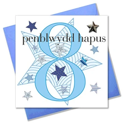 Image of Claire Giles Ages Welsh Penblwydd Hapus Age 8 Boy Birthday Card