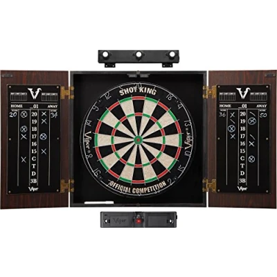 Image of Viper by GLD Products Stadium Sisal/Bristle Steel Tip Cabinet Bundle: Elite Set (Shot King Dartboard and Darts)