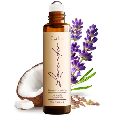 Image of Gya Labs Lavender Essential Oil Roll On 100% Pure Aromatherapy for Skin, Stress &amp; Relaxation A Perfect Perfume Gifts Women(10ml)