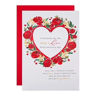 Image of Hallmark Valentine&#039;s Day Card for One I Love Classic Roses and Heartfelt Verse Design