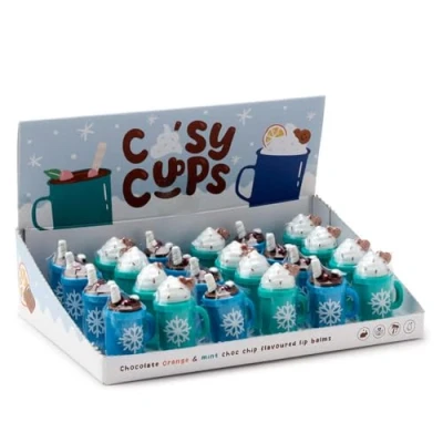 Image of Puckator Cosy Hot Chocolate Lip Balm in Cup Shaped Holder Care Stick Balms Chapstick Holiday Essentials For Women Family Lipbalm Moisturiser Exfoliator Cream Pretty Cute Blam Bam