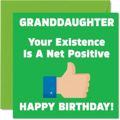 Image of Funny Birthday Cards for Granddaughter Your Existence Joke Happy Card from Grandad Nanny Grandma, Banter Gifts, 145mm x Offensive Greeting