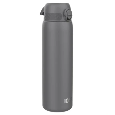 Image of Ion8 Vacuum Insulated Stainless Steel 1 Litre Water Bottle, 920ml, Leak Proof, One Finger Open, Secure Lock, Carry Handle, Dishwasher Safe, Scratch Resistant, Ideal for Sports and Yoga, Grey