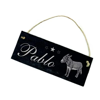 Image of Slate Sign with Engraving Donkey Name of Your Choice 22 x 8 cm