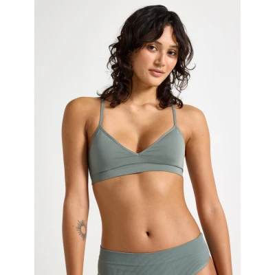 Image of Lindex SOFT DEEP Bustier, Women&#039;s, Size: 10/12, Dark dusty green