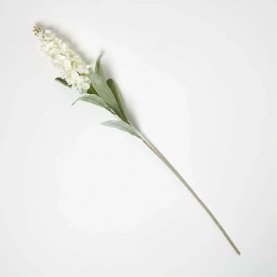 Image of HOMESCAPES Cream White Artificial Levkoje with Long Stem 82 cm, Realistic Single Flower