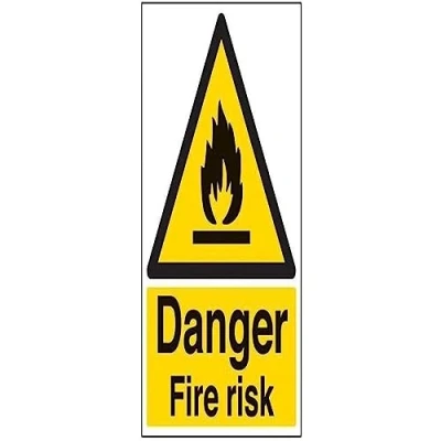 Image of V Safety Danger, Fire Risk Warning And Flammable Sign 300mm x 400mm 1mm Rigid Plastic
