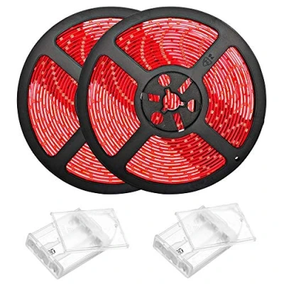 Image of Sunboia LED Strip Light Red 2x1m,Flexible Lights Battery Operated,TV Backlight,Waterproof Sticky Backed for Christmas Bedroom Kitchen Cabinet Wardrobe TV Indoor Outdoor Decorations