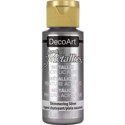 Image of DecoArt Americana Acrylic Metallic Paint, Shimmering Silver, 59 ml (Pack of 1)