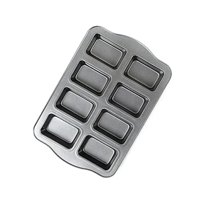 Image of Hniuyun Loaf Pans, Mini Brownie Cake Pan, 8 Cavity Non Stick Square Carbon Steel Baking Pan（Gray）