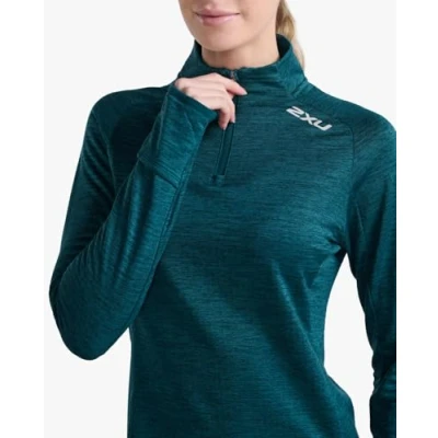 Image of 2XU Womens Ignition 1/4 Zip Deep Jade/Silver Reflective, XL