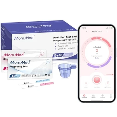 Image of MOMMED Ovulation Kit HCG15 LH40, 15 Pregnancy Tests &amp; 40 Test Strips with 55 Urine Cups Reliable Quick Early
