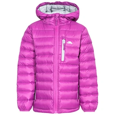 Image of Trespass Kids Morley Compact Pack Away Warm Waterproof Winter/Rain Jacket/Outdoor Jacket with Hood Purple Orchid, 3/4
