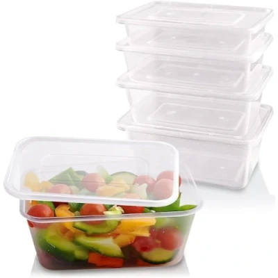 Image of BLUPACK 10 Pack Rectangular Plastic Food Containers with Leak Proof Lids Microwave, Freezer Safe, Reusable Meal Prep Tubs, BPA Free, Eco Friendly Storage Boxes