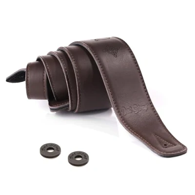 Image of Dat Strap Personalised Dark Brown Leather Guitar 100% Handmade Adjustable Real Padded Layer for Comfort Electric, Acoustic, Bass and Classical