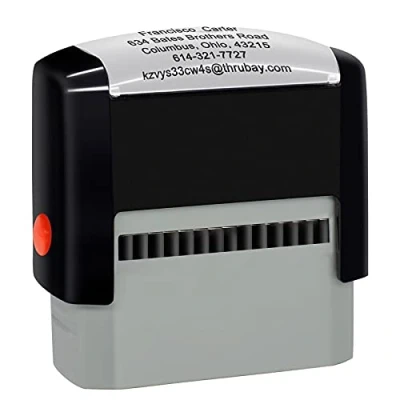 Image of Personalised Stamp (70 x 25mm 5 Lines) Custom Self Inking Rubber Stamps Return Address Black