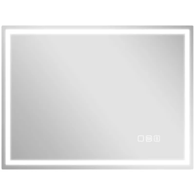 Image of HOMCOM 600 x 800 mm Bluetooth Bathroom Mirror with LED Lights, Illuminated Backlit Wall Mounted Vanity 3 Colours Dimmable, Clock, Demister Pad, Memory Function, Touch Sensor, IP44