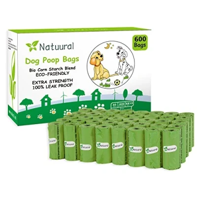 Image of Dog Poop Bags 600 Counts (40 Rolls), Biodegradable Made of Cornstarch, Eco friendly and Easy to Open, Thick Waste (Green)