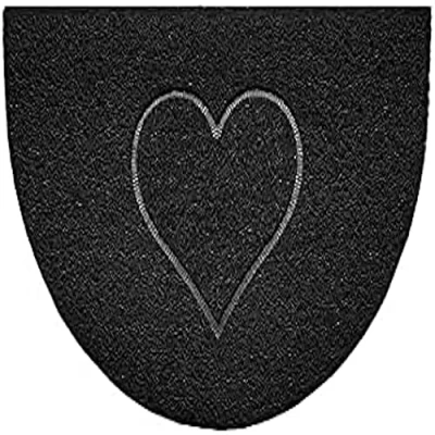 Image of Nicoman Embossed Halfmoon Half Circle Door Mat Dirt Trapper Jet Washable Doormat 70x44cm (Black, HEART Shape) Use on Carpet ONLY