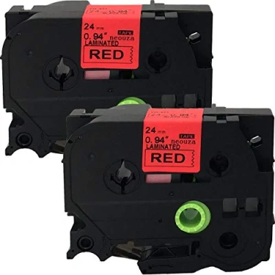 Image of NEOUZA 2PK Compatible for Brother P Touch Laminated TZe TZ 451 Label Tape 24mm x 8m (Black on Red)