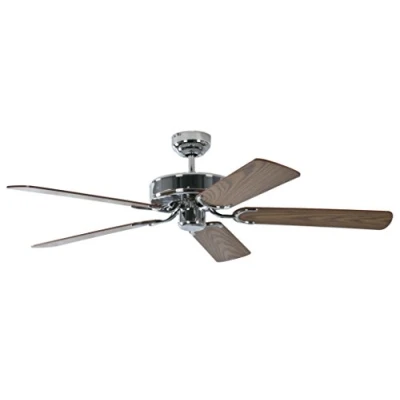 Image of Potkuri 52 inch / 132 cm Ceiling Fan without Lights Steel Finish with Pull Cord and Blades in Oak Cane